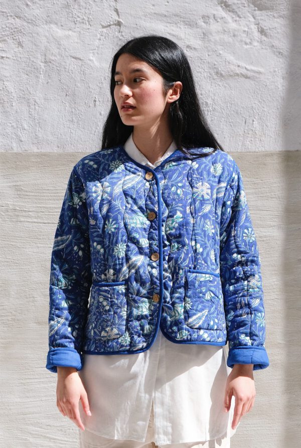 Short Quilted Jacket - Midnight Bluebell - Image 3