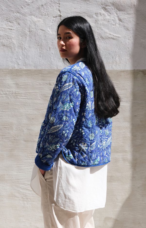 Short Quilted Jacket - Midnight Bluebell - Image 6