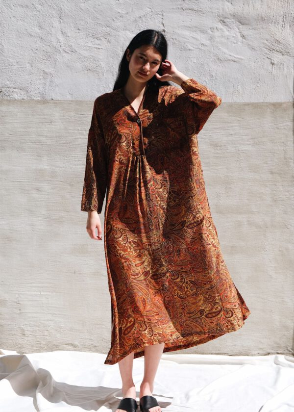 Embroidered Silk Sari Kaftan
