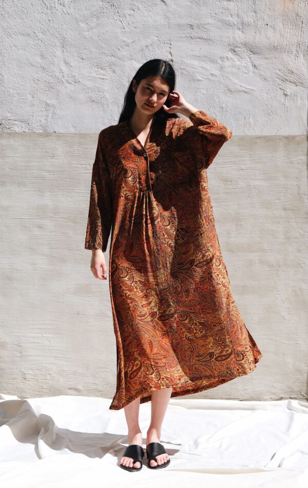 Embroidered Silk Sari Kaftan