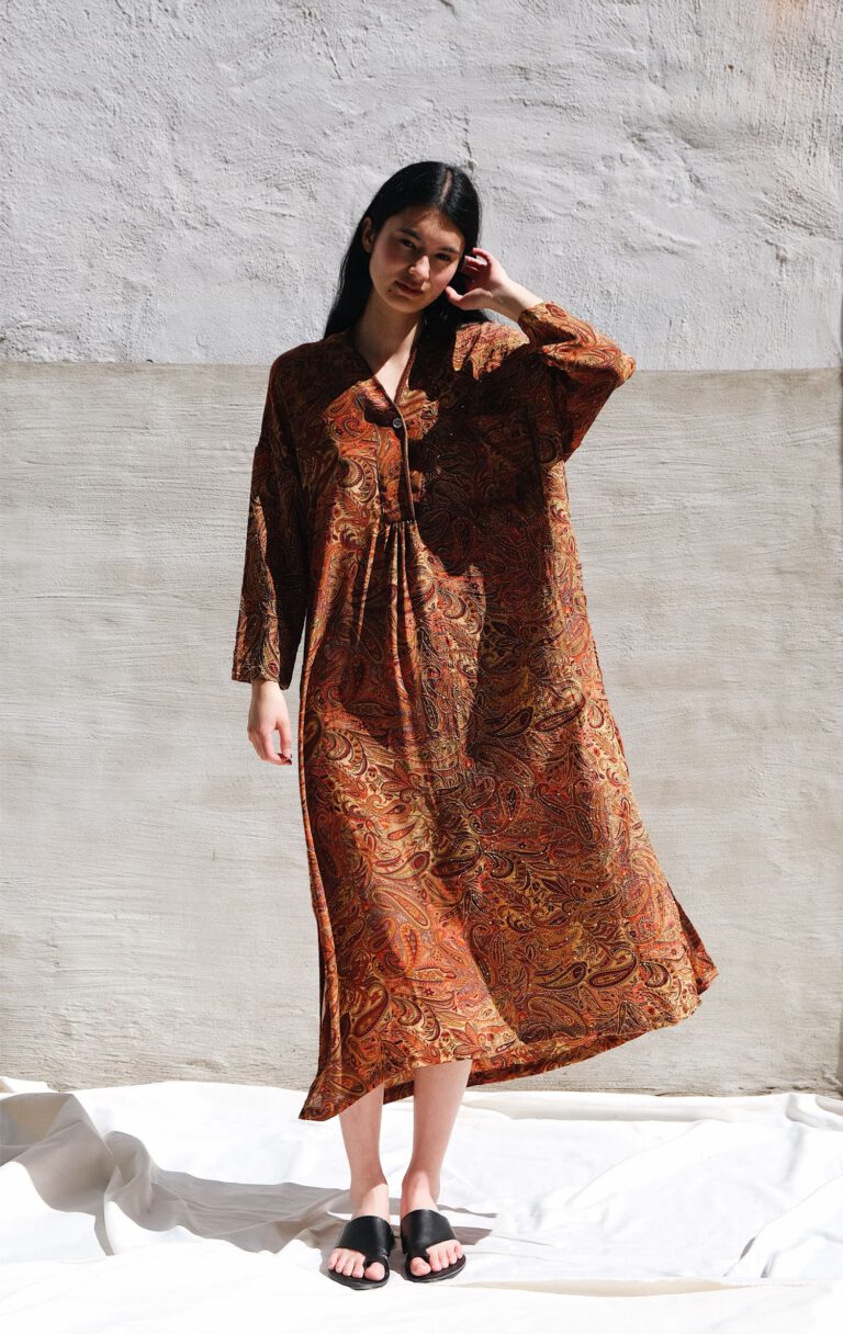 Embroidered Silk Sari Kaftan
