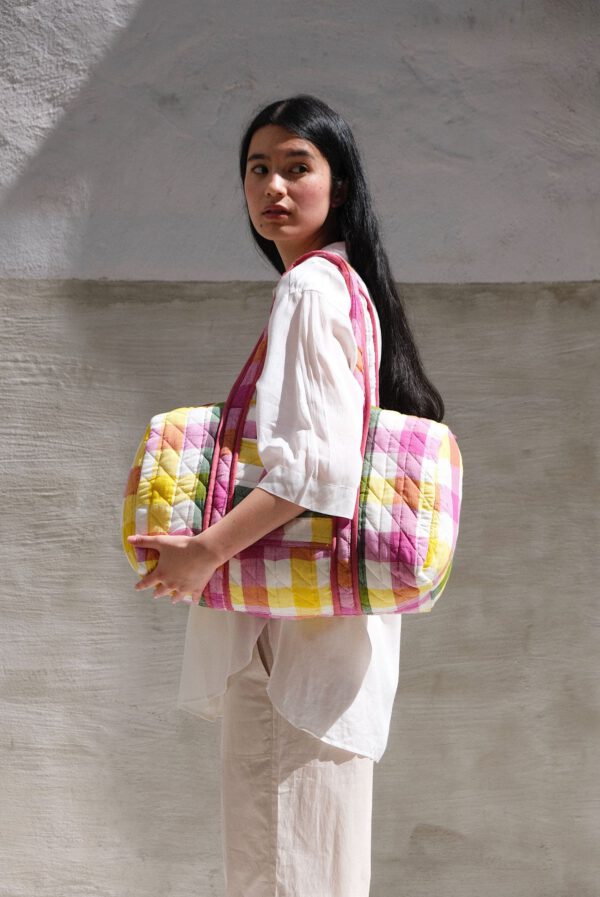 Quilted Duffle Bag - Vibrant Plaid - Image 4