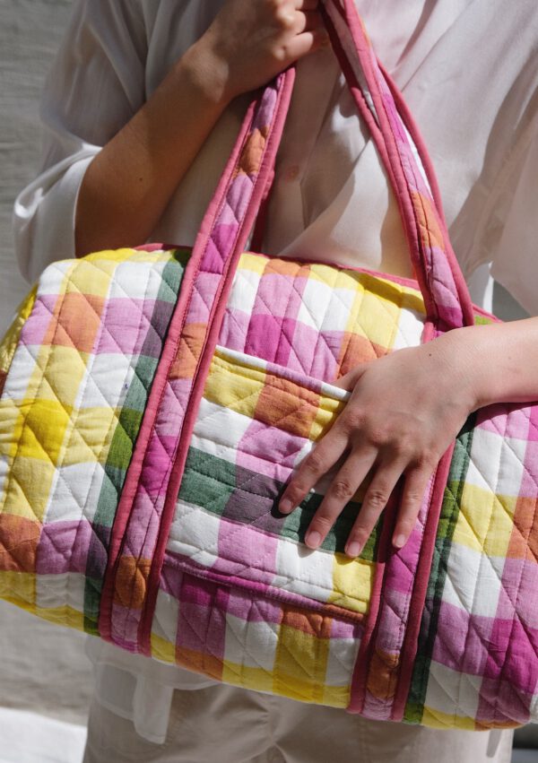 Quilted Duffle Bag - Vibrant Plaid - Image 2
