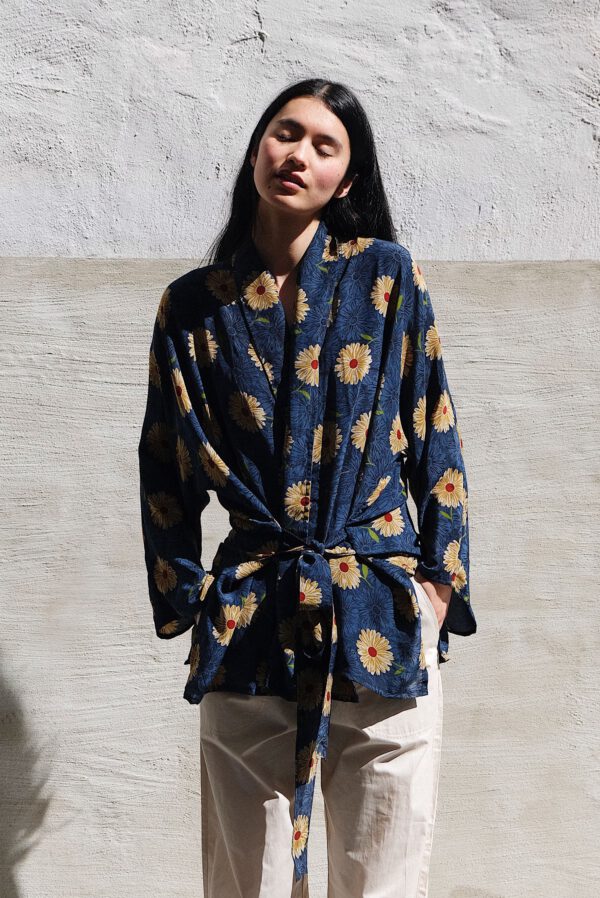 Silk Sari Kimono Jacket - Sunflower - Image 2