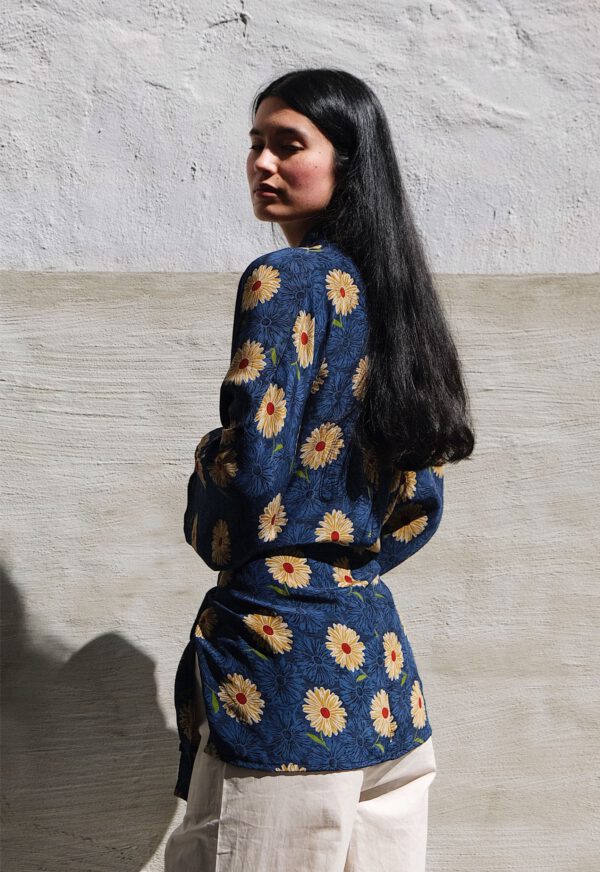 Silk Sari Kimono Jacket - Sunflower - Image 3