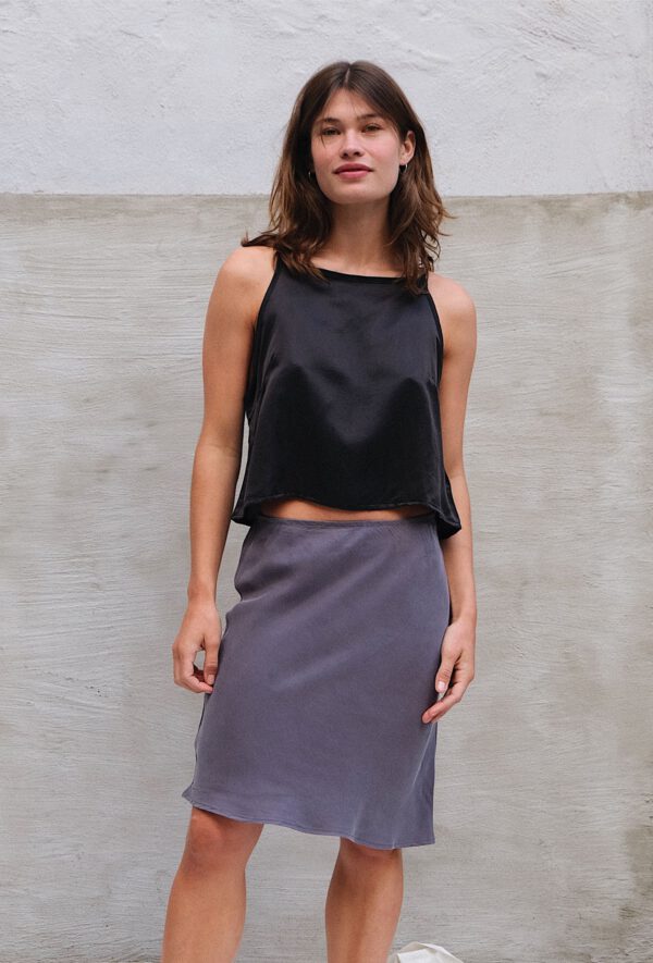 Bias Cupro Skirt - Ash - Image 3