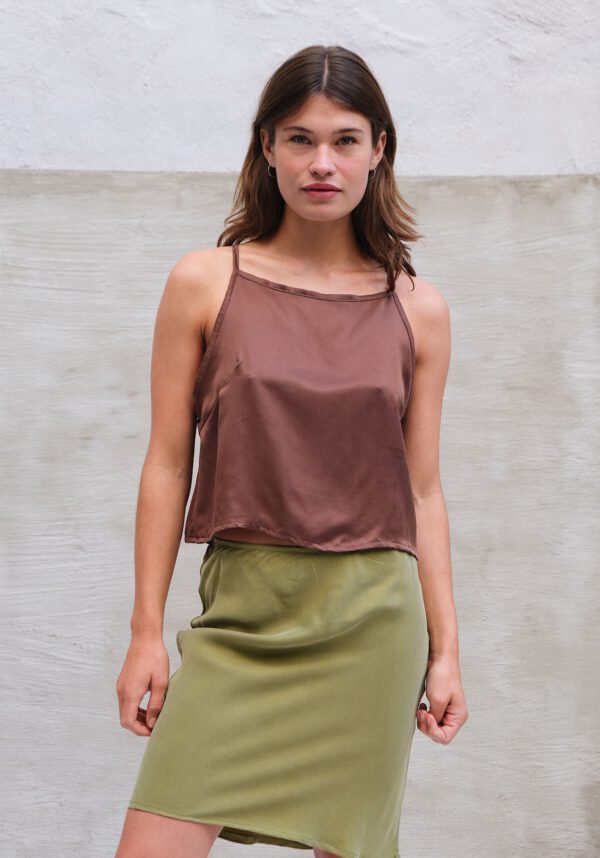 Silk Slip Top - Cocoa - Image 3