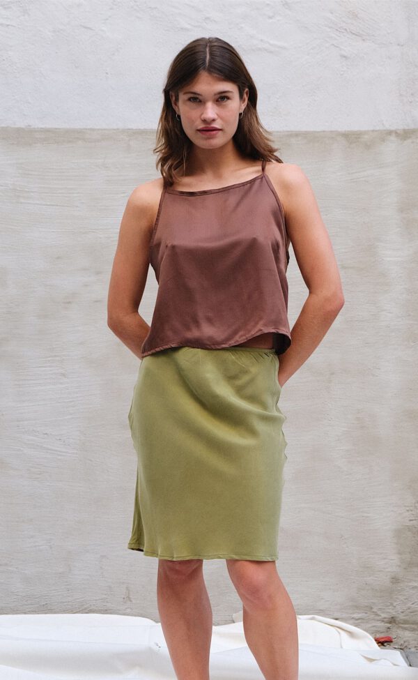 Bias Cupro Skirt - Anjou Green - Image 3
