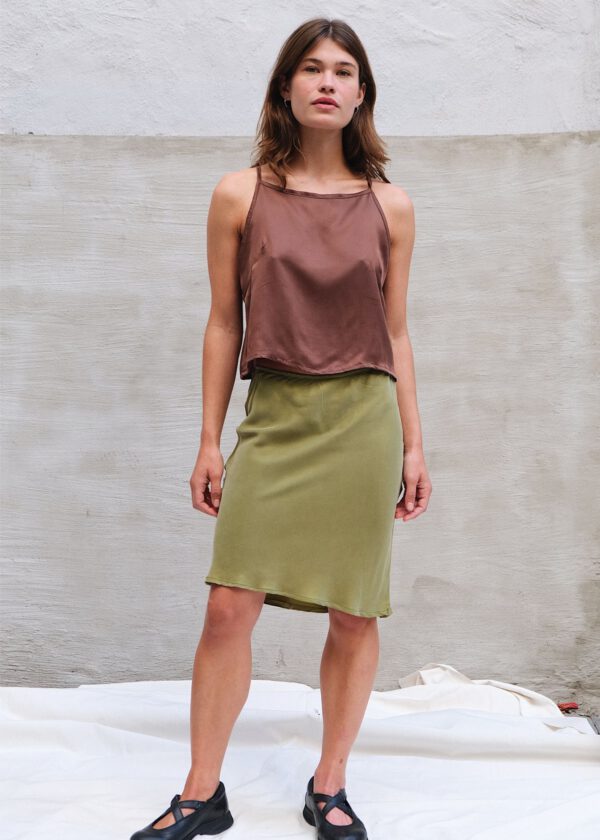 Bias Cupro Skirt - Anjou Green
