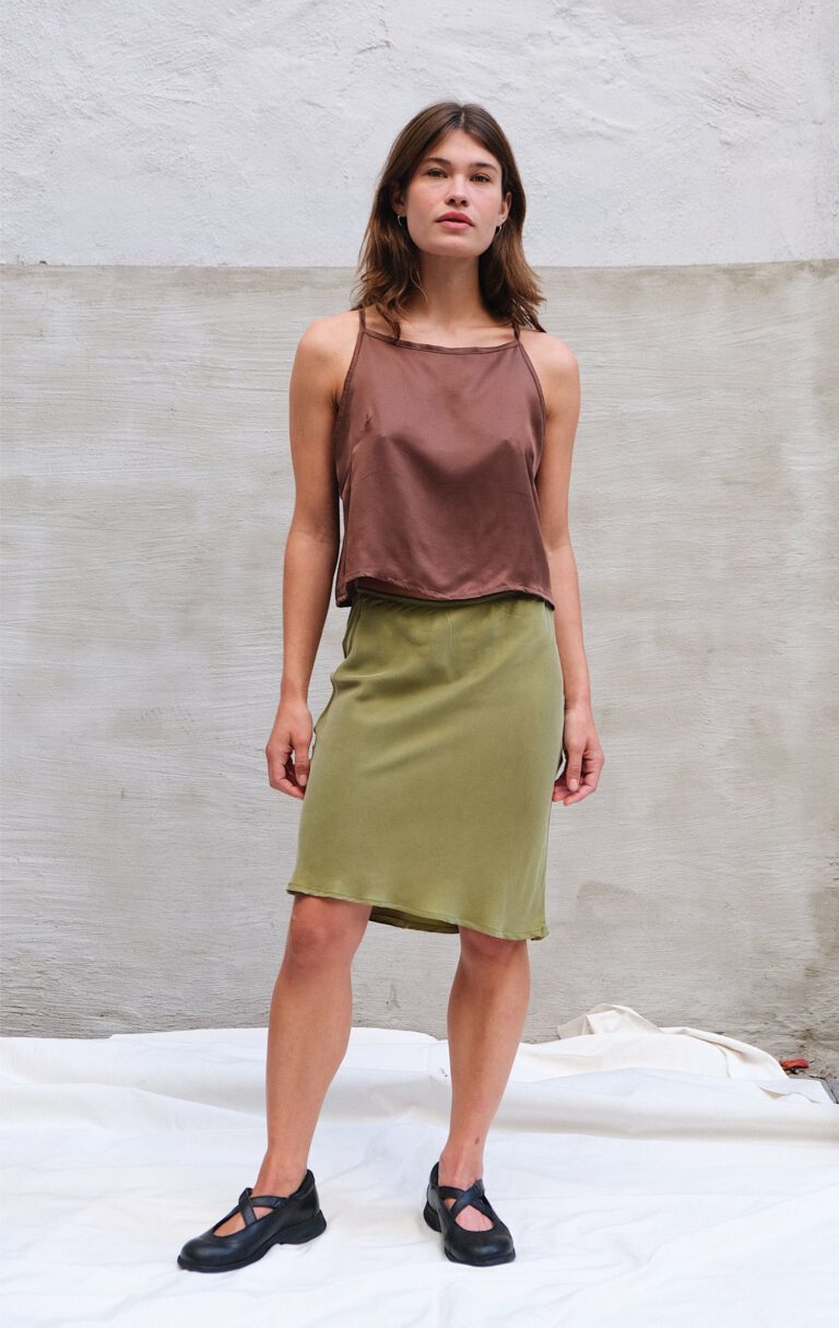 Bias Cupro Skirt – Anjou Green