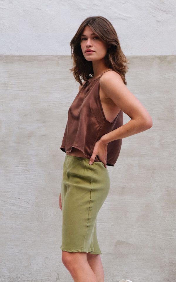 Bias Cupro Skirt - Anjou Green - Image 2
