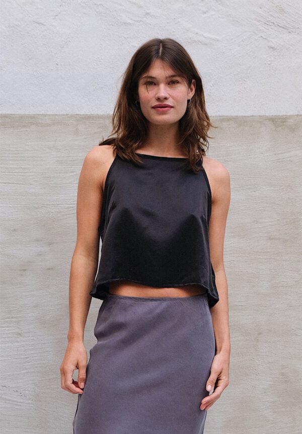 Silk Slip Top - Matte Black - Image 3