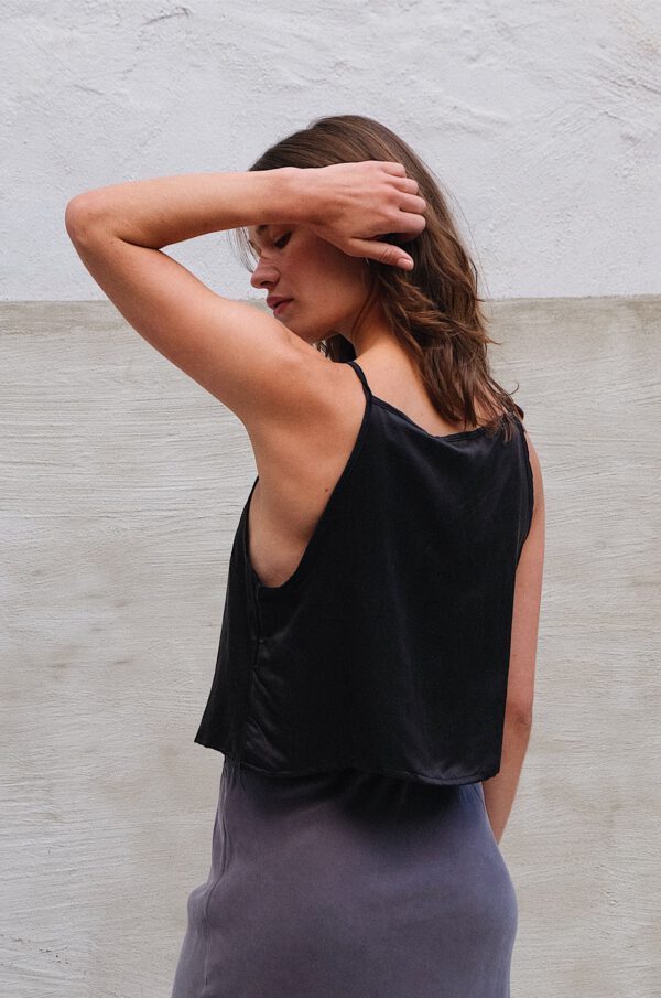 Silk Slip Top - Matte Black - Image 2