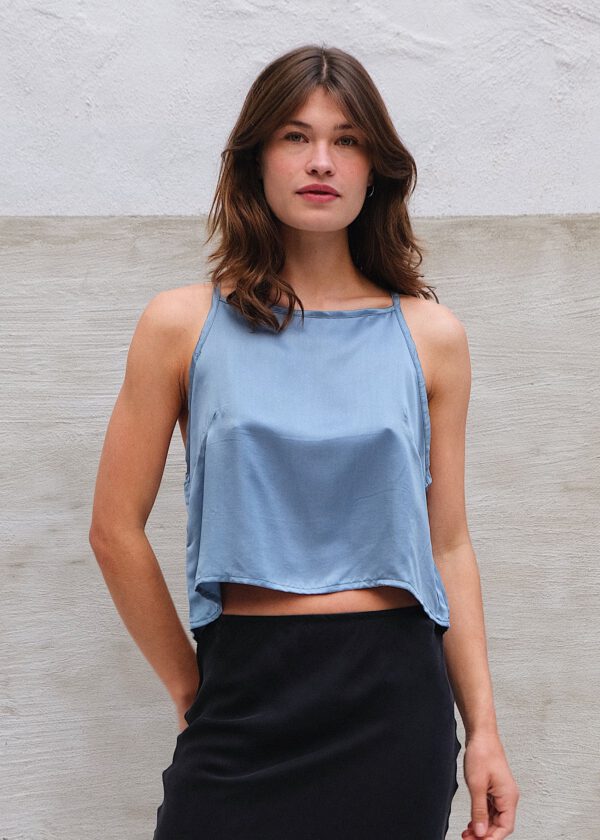 Silk Slip Top - Azure