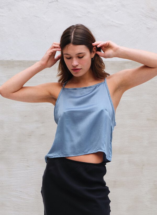 Silk Slip Top - Azure - Image 2