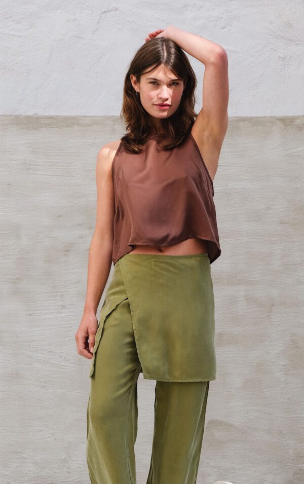 Cupro Wrap Skirt - Anjou Green - Image 4