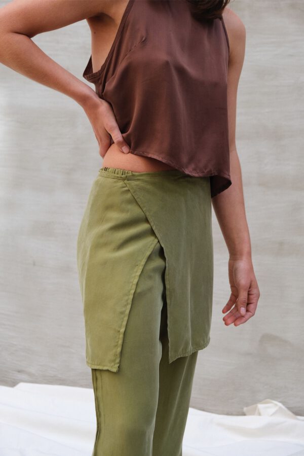 Cupro Wrap Skirt - Anjou Green - Image 2