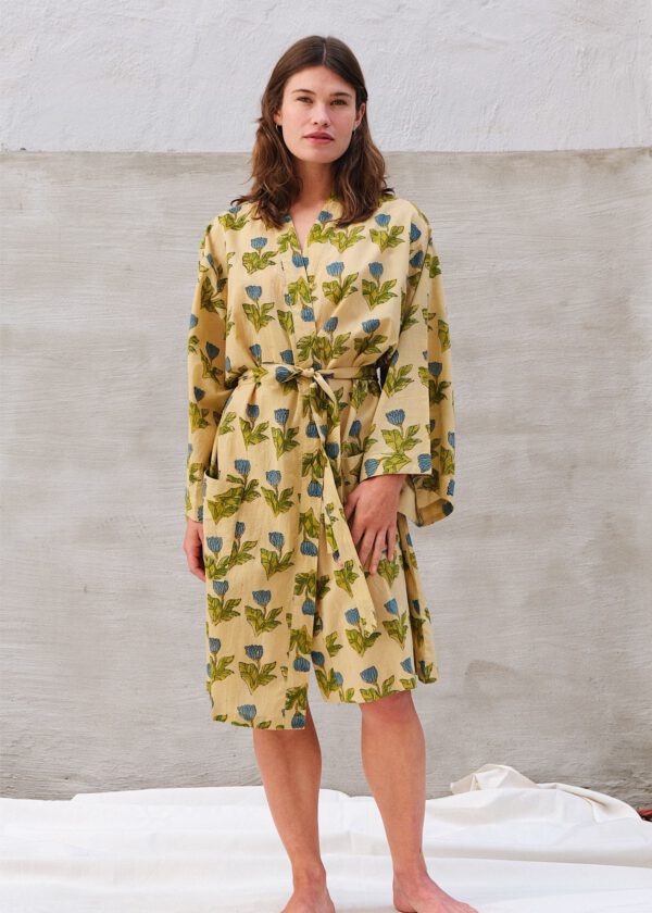 Kimono Robe Midi - Blue Tulip