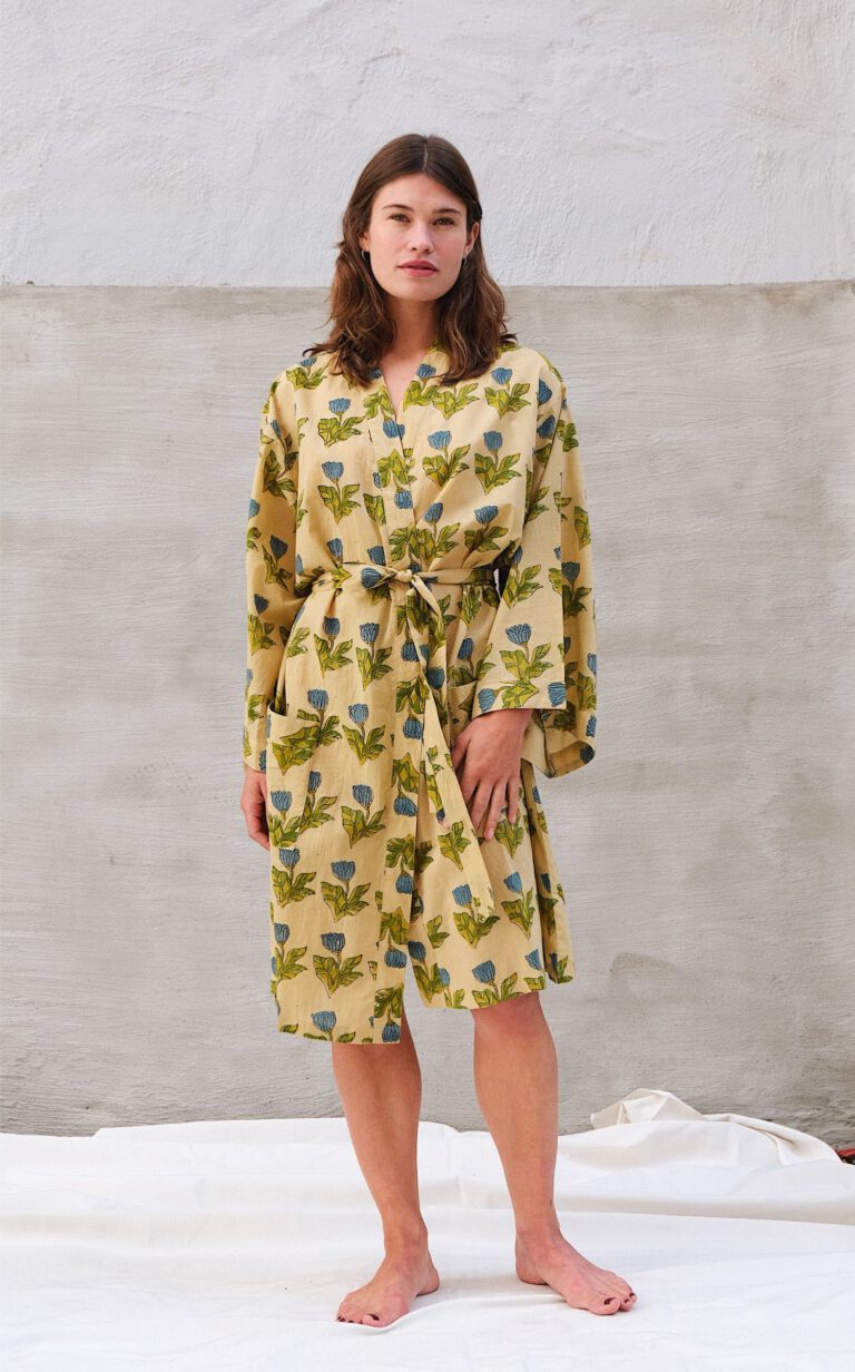 Kimono Robe Midi – Blue Tulip