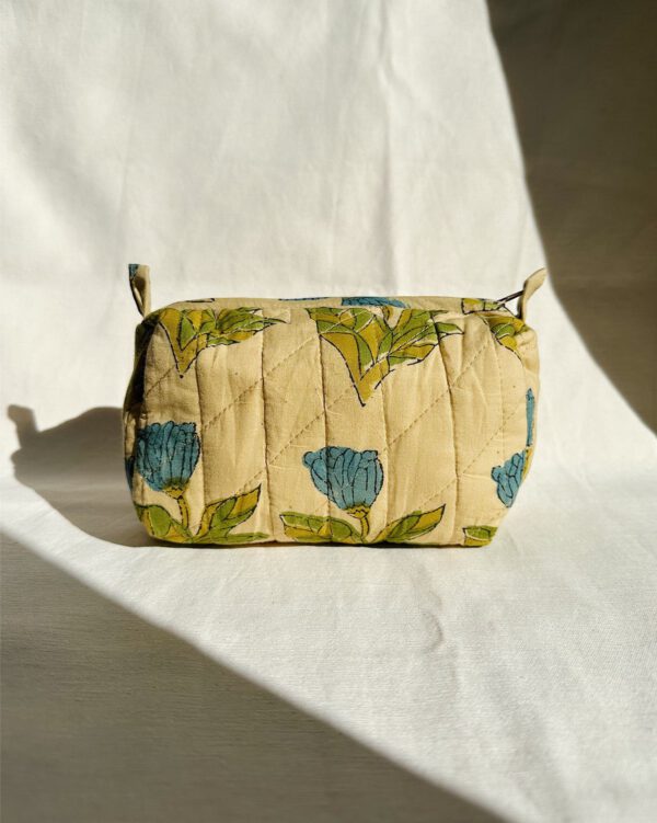 Quilted Cosmetic Bag - Blue Tulip