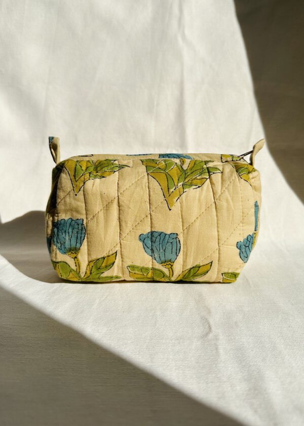 Quilted Cosmetic Bag - Blue Tulip