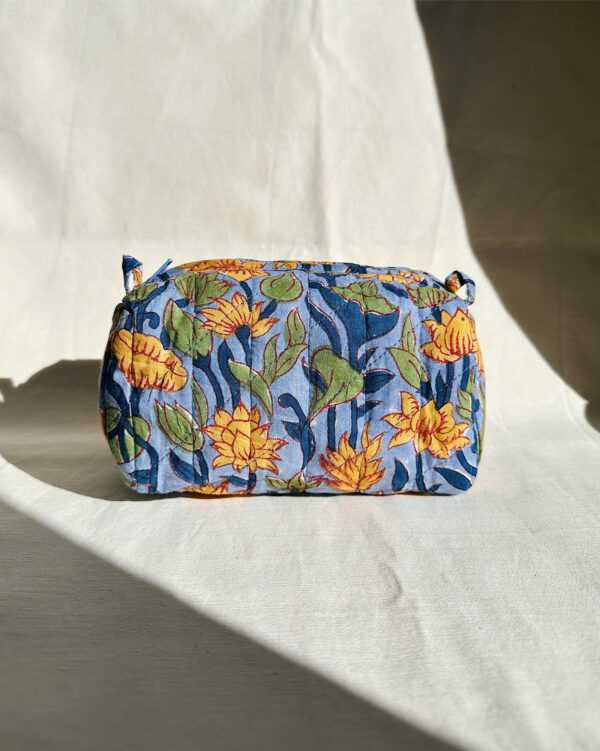 Quilted Cosmetic Bag - Marigold Blue
