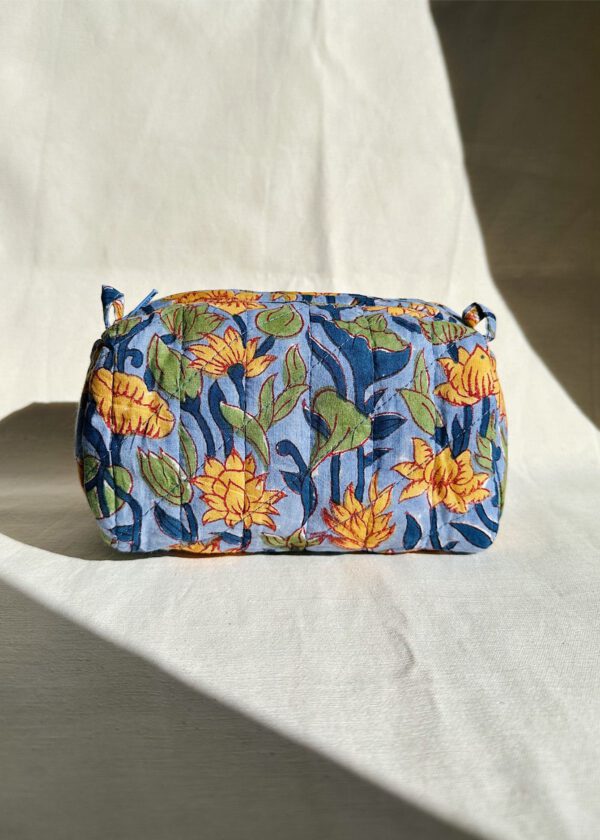 Quilted Cosmetic Bag - Marigold Blue