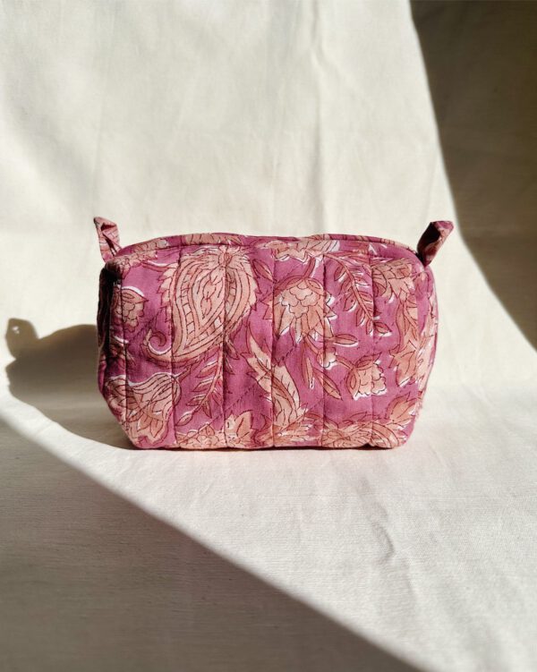 Quilted Cosmetic Bag - Purple Paisley