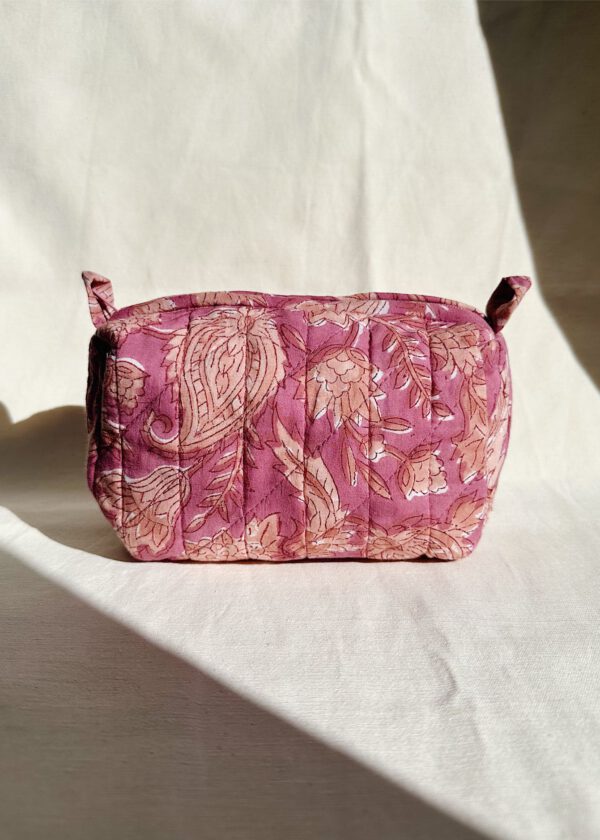 Quilted Cosmetic Bag - Purple Paisley