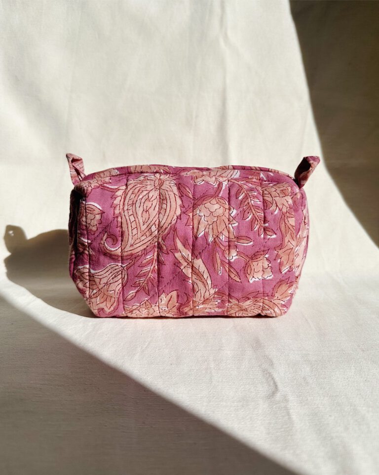 Quilted Cosmetic Bag – Purple Paisley