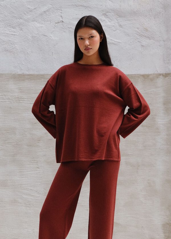 Fine Knit Set - Maroon