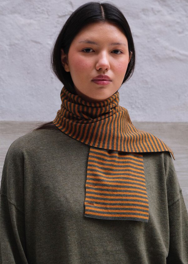 Striped Scarf - Forest/ Bronze