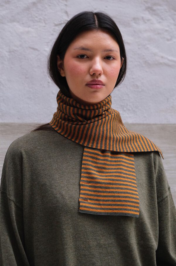 Striped Scarf - Forest/ Bronze
