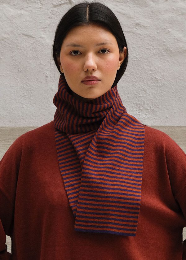 Striped Scarf - Plum/ Auburn