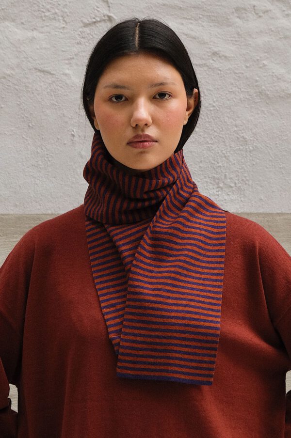 Striped Scarf - Plum/ Auburn