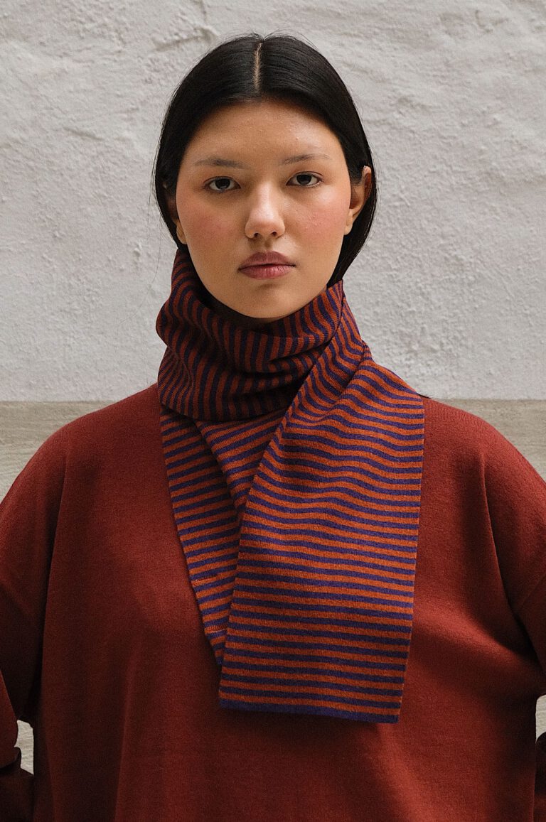 Striped Scarf – Plum/ Auburn