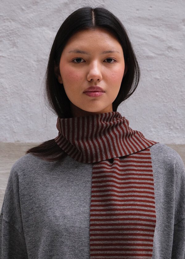 Striped Scarf - Cinnamon/ Ash