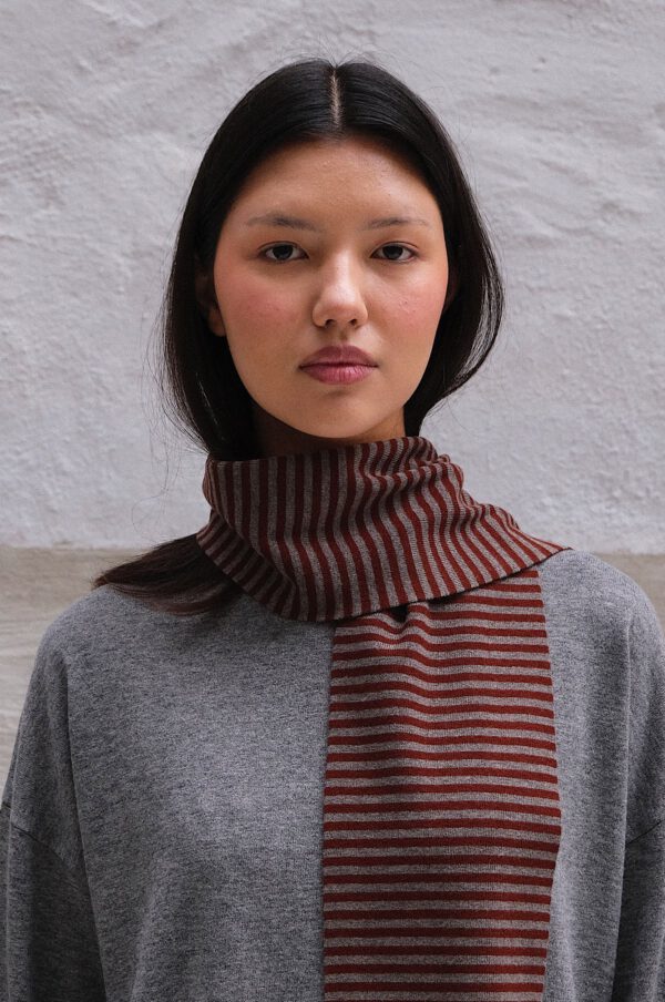 Striped Scarf - Cinnamon/ Ash