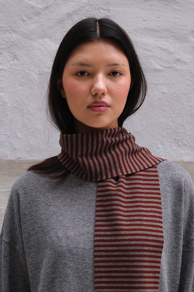 Striped Scarf – Cinnamon/ Ash