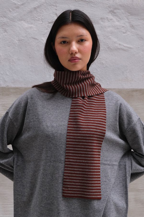 Striped Scarf - Cinnamon/ Ash - Image 2
