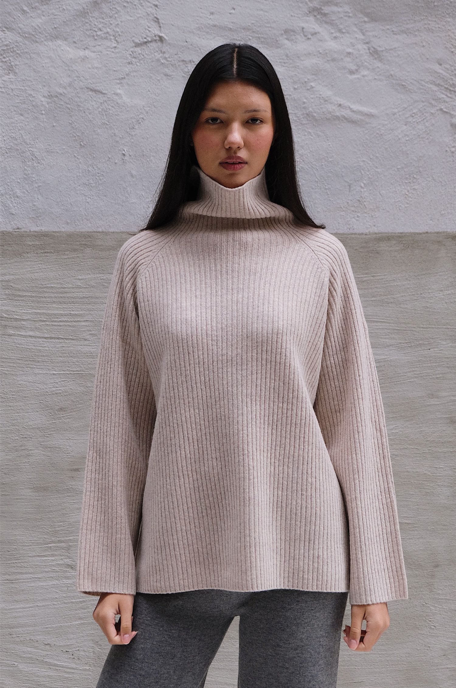 oat Raglan Rib Turtleneck – Oat