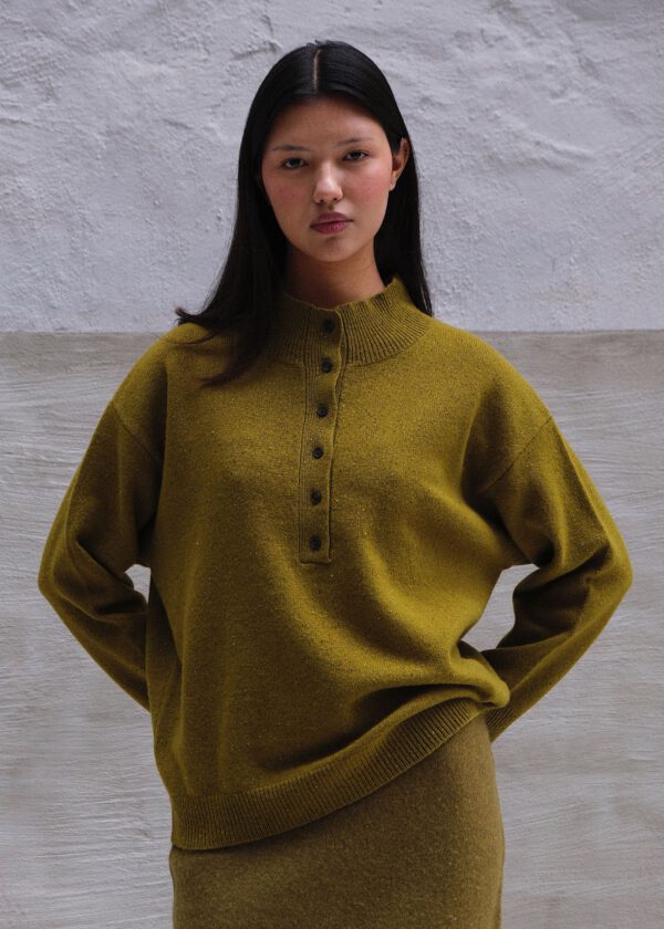 Button Funnel Neck - Pesto - Image 3