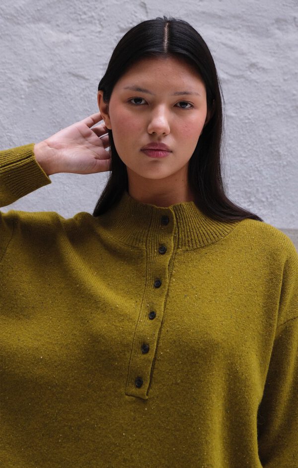 Button Funnel Neck - Pesto - Image 2