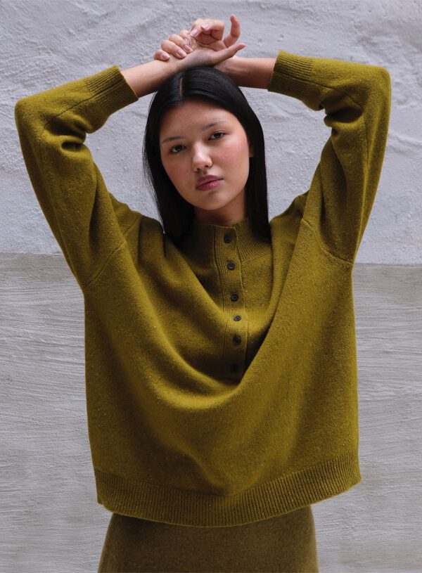 Button Funnel Neck - Pesto - Image 4