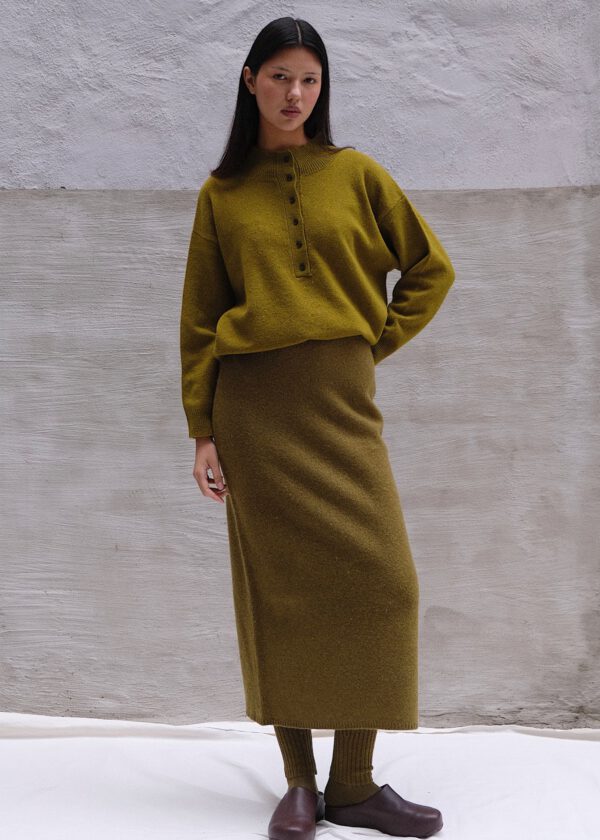 Boiled Wool Skirt - Olive