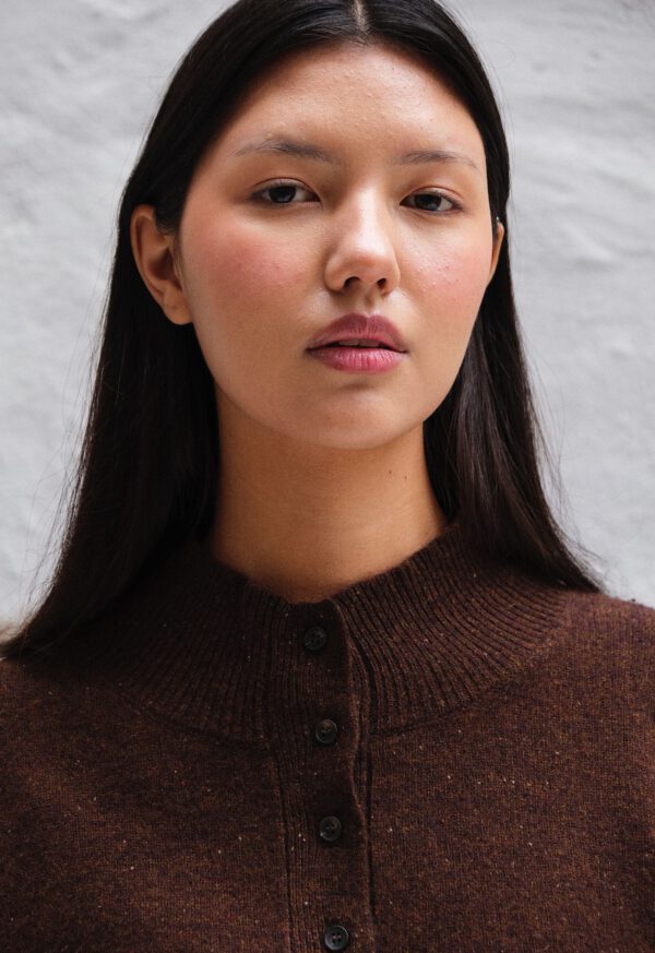 Button Funnel Neck - Cocoa - Image 2