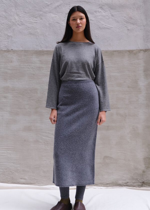 Boiled Wool Skirt - Charcoal