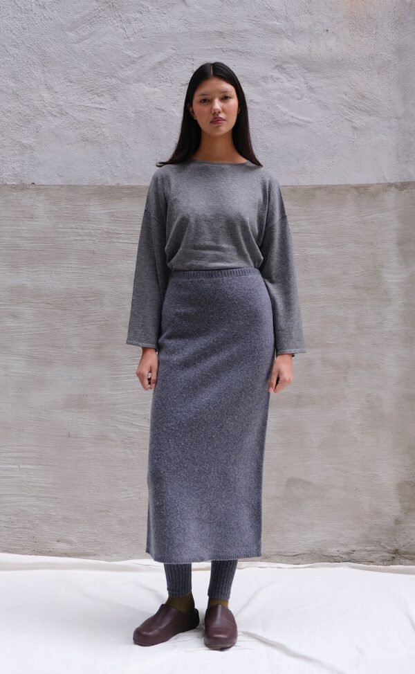 Boiled Wool Skirt - Charcoal
