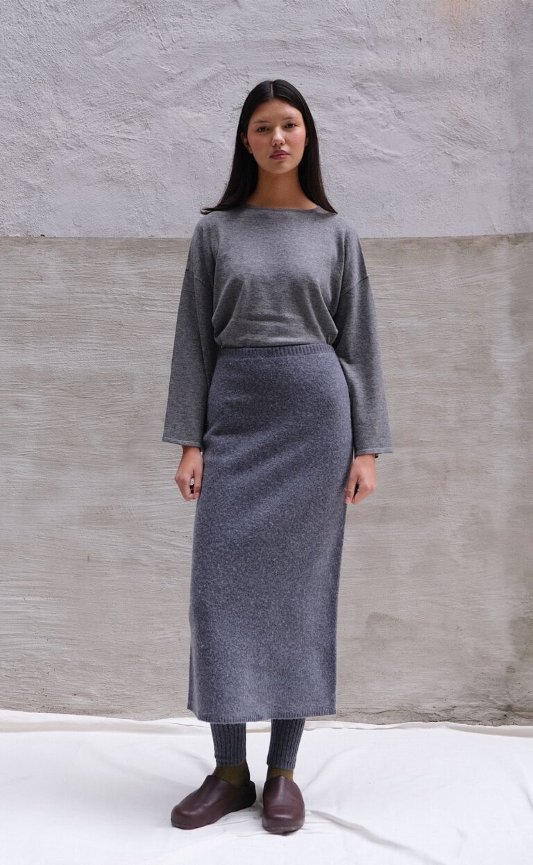 Boiled Wool Skirt – Charcoal