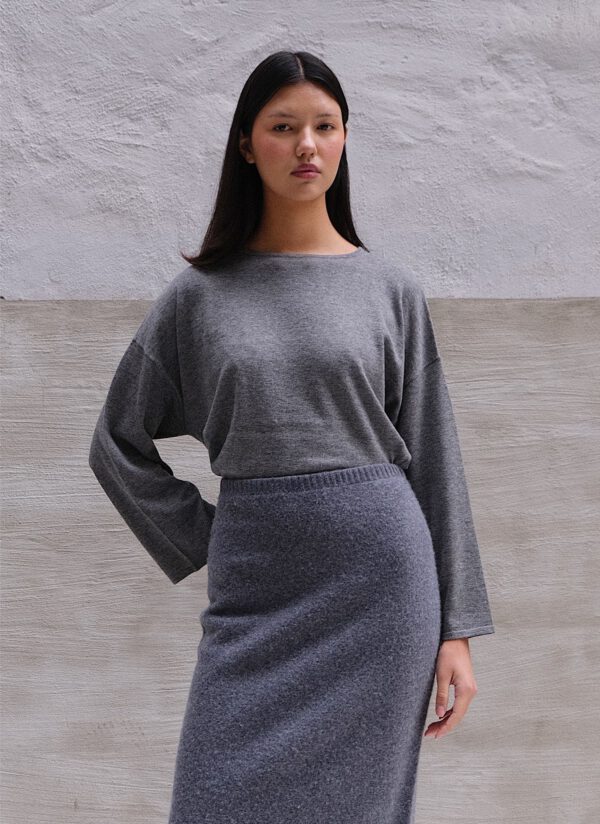 Boiled Wool Skirt - Charcoal - Image 2